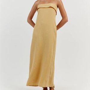 Dissh Kai Strapless Midi Dress in Lemon